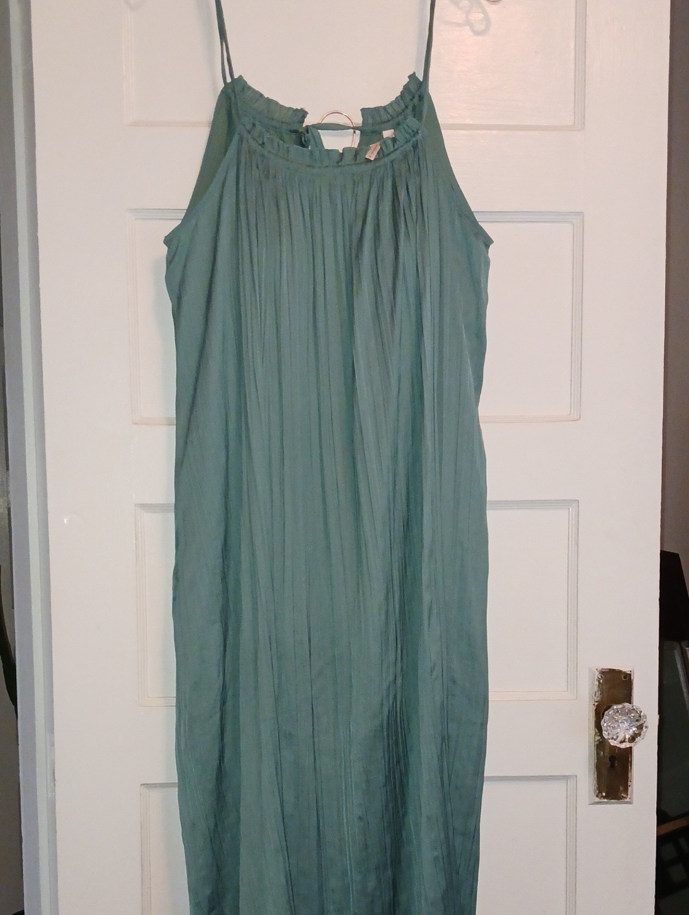 Sleeveless Pleated Maxi Dress in Sage Green
